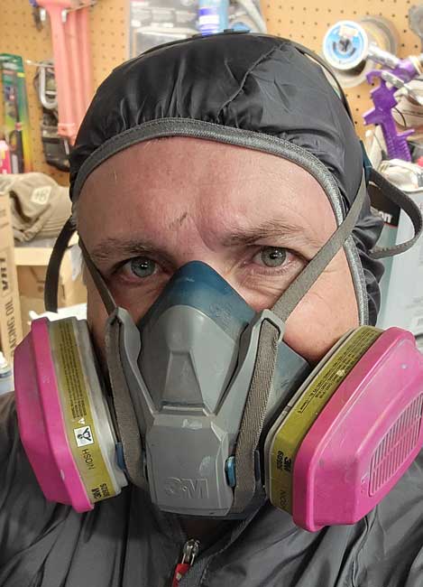 Tim in paint booth