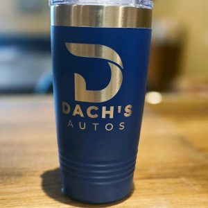 20 oz insulated stainless steel Dach’s Autos tumbler with logo